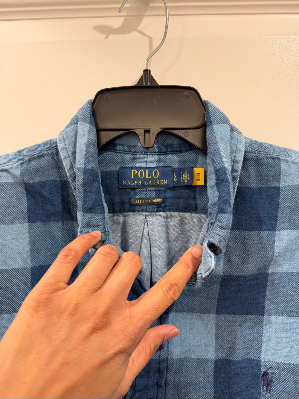 Polo by Ralph Lauren Men’s Blue Classic Fit Plaid Double Faced Shirt sz L - Picture 6 of 11